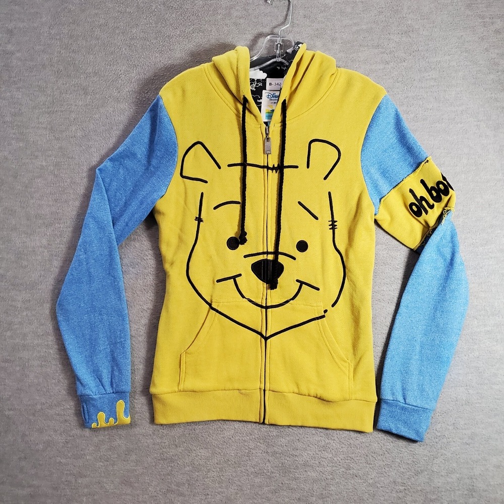 Disney Jurniors Sweatshirt Large Yellow Oh Bother Hunny Embroidered Hoodie Zip